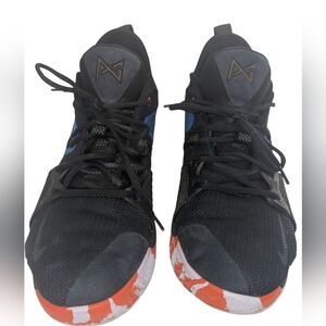 Nike Black and Blue Athletic Shoes with Orange Accents Flaws